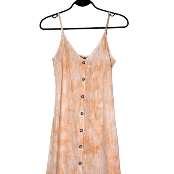 Roxy Wild Ties Midi Dress- Orange Tie Dye Cotton Sundress- Size Small - Picture 5 of 12